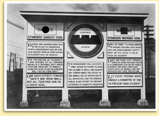 A safety sign posted at a C&H mine